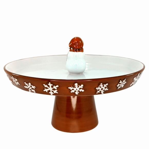 St. Nicholas Square Yuletide Collection Snowman Pedestal Tray Vintage Y2K Xmas - Picture 6 of 9